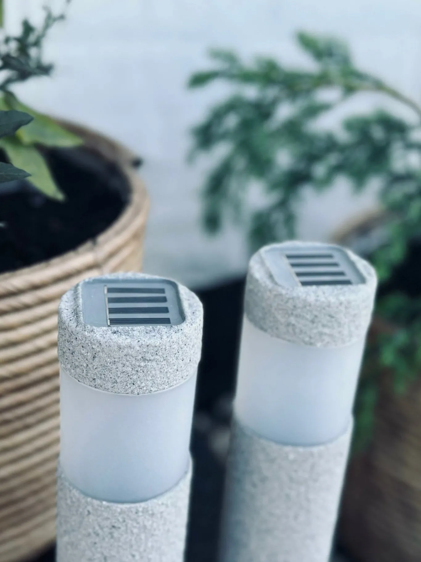 VIAMAJA Udendørs Led|Led Solceller<Fakkel med solceller Stone look – Sæt med 2 stk