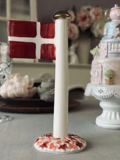 VIAMAJA Pynte Genstande|Højtider<Flag keramik – Dannebrog m. Rosa fod