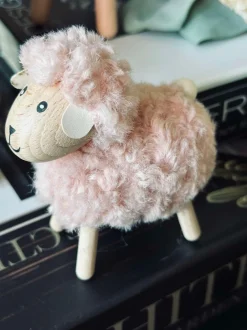 VIAMAJA Pynte Genstande|Påske<Får i træ med pels - Rosa