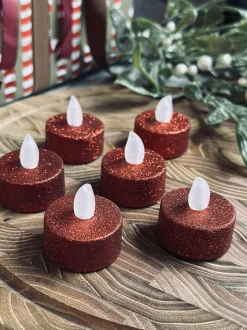 VIAMAJA Lys Og Led|Led Fyrfadslys<Fyrfadslys med led - Rød glitter 6 stk.