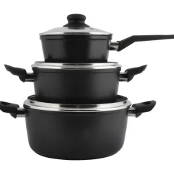 VIAMAJA Gryder Og Pander<Grydesæt - 3 stk med glaslåg - Aluminium/keramisk belægning