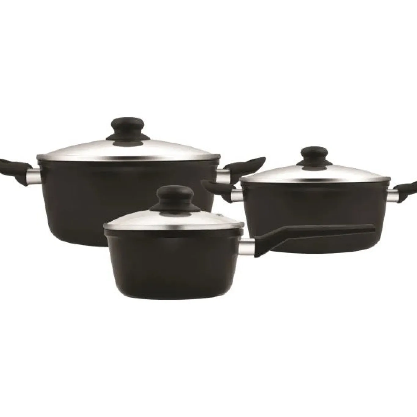 VIAMAJA Gryder Og Pander<Grydesæt - 3 stk med glaslåg - Aluminium/keramisk belægning