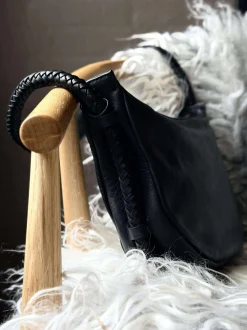 VIAMAJA Læder Tasker|Håndtasker<Håndtaske med smuk fletrem - Black