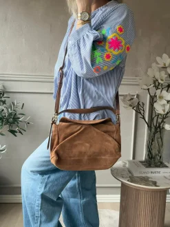 VIAMAJA Cross Body|Læder Tasker<Håndtaske Ruskind cognac
