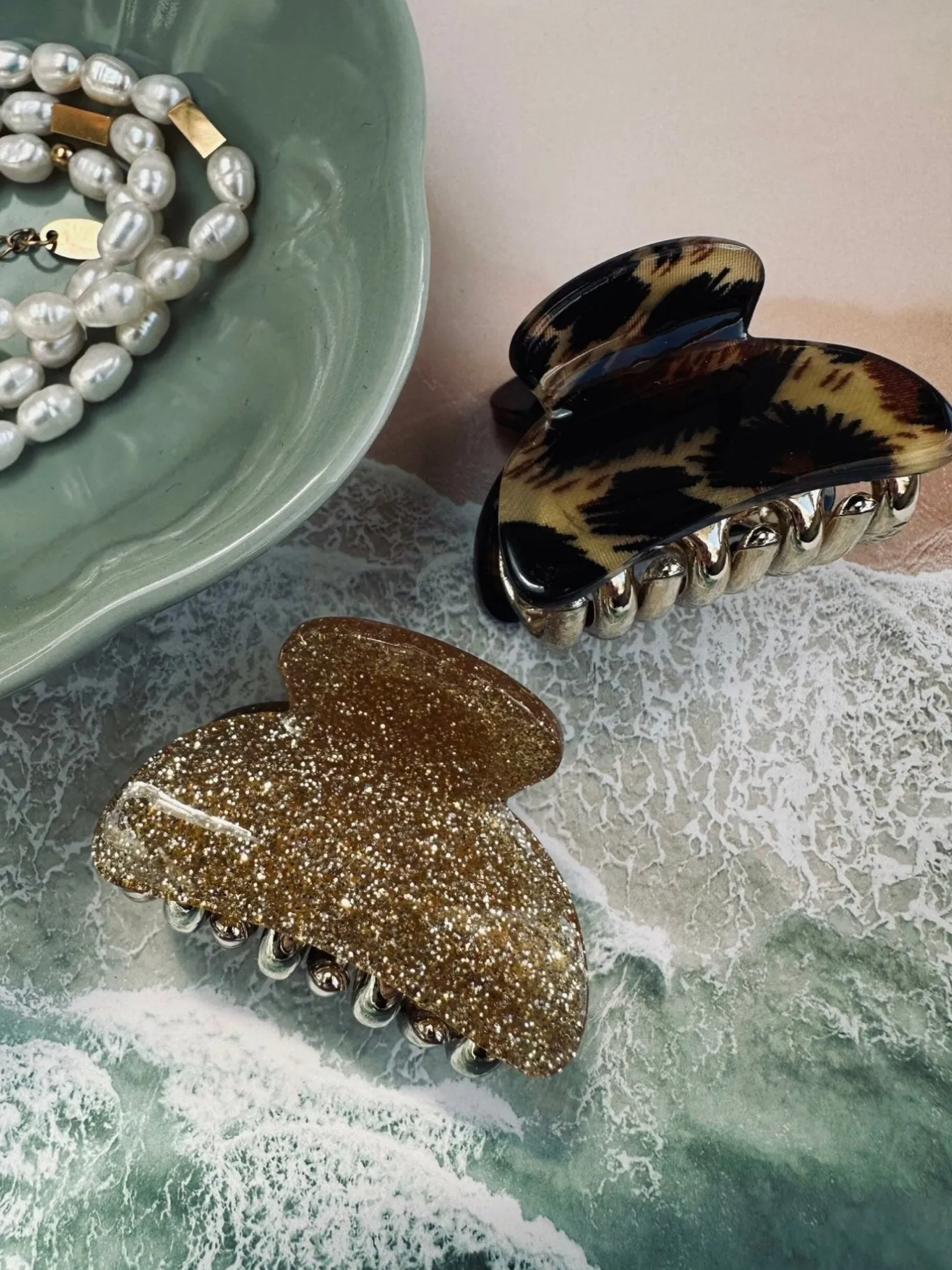 VIAMAJA Hår Accessories<Hårklemmer Beige / Leopard – Sæt med 2 stk
