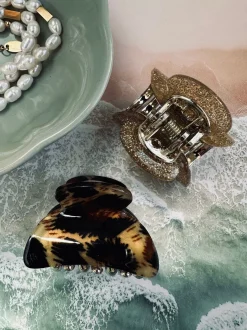 VIAMAJA Hår Accessories<Hårklemmer Beige / Leopard – Sæt med 2 stk