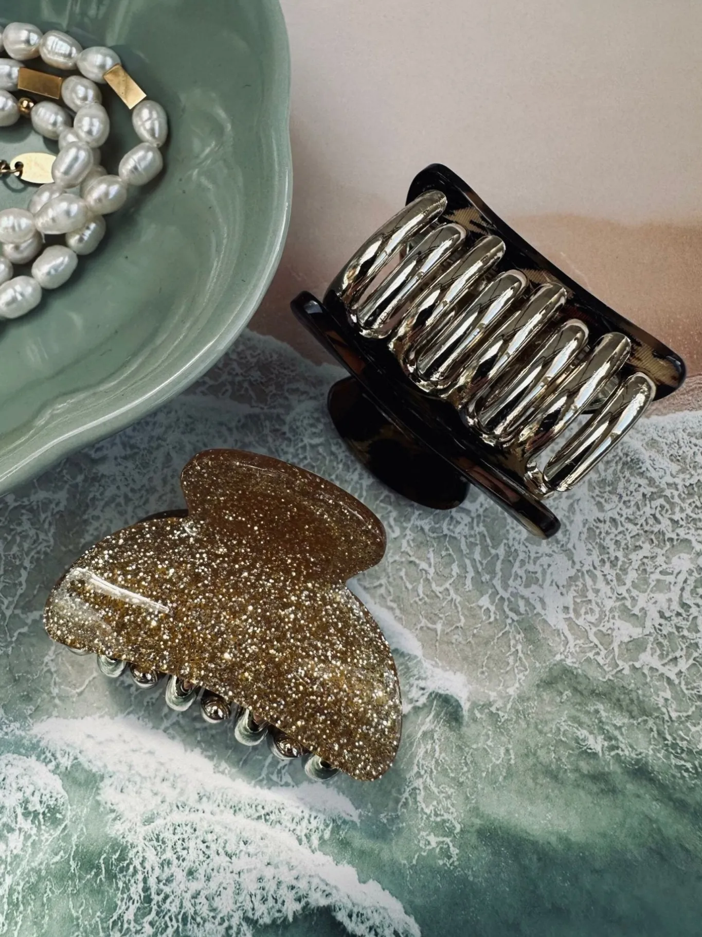 VIAMAJA Hår Accessories<Hårklemmer Beige / Leopard – Sæt med 2 stk