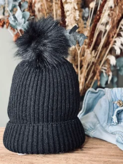 VIAMAJA Huer Og Handsker<Hue med kvast - Black