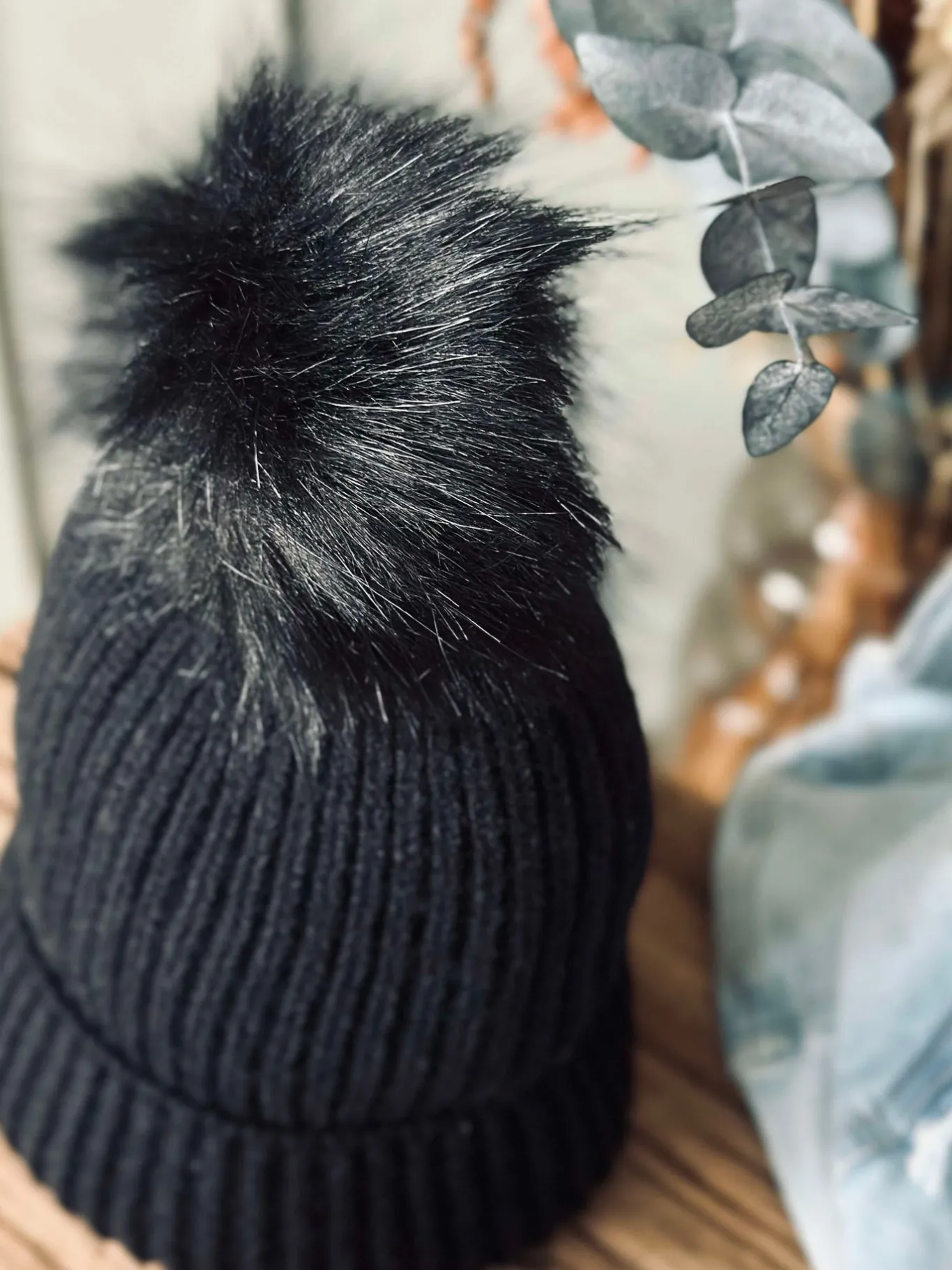 VIAMAJA Huer Og Handsker<Hue med kvast - Black