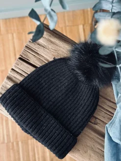 VIAMAJA Huer Og Handsker<Hue med kvast - Black