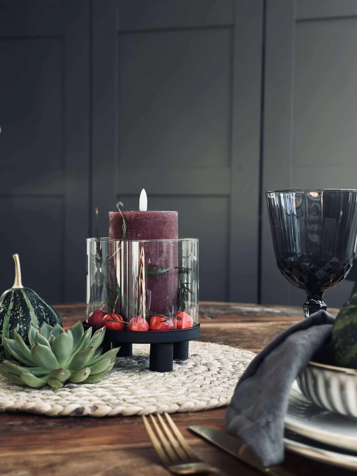 VIAMAJA Lysestager|Jul<Hurricane med glas