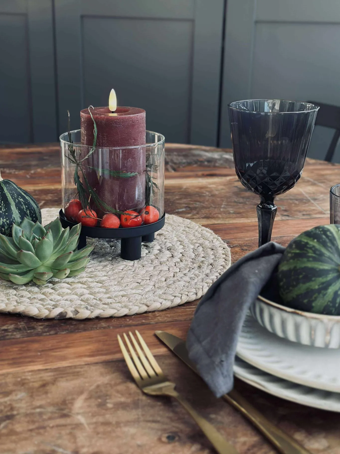 VIAMAJA Lysestager|Jul<Hurricane med glas