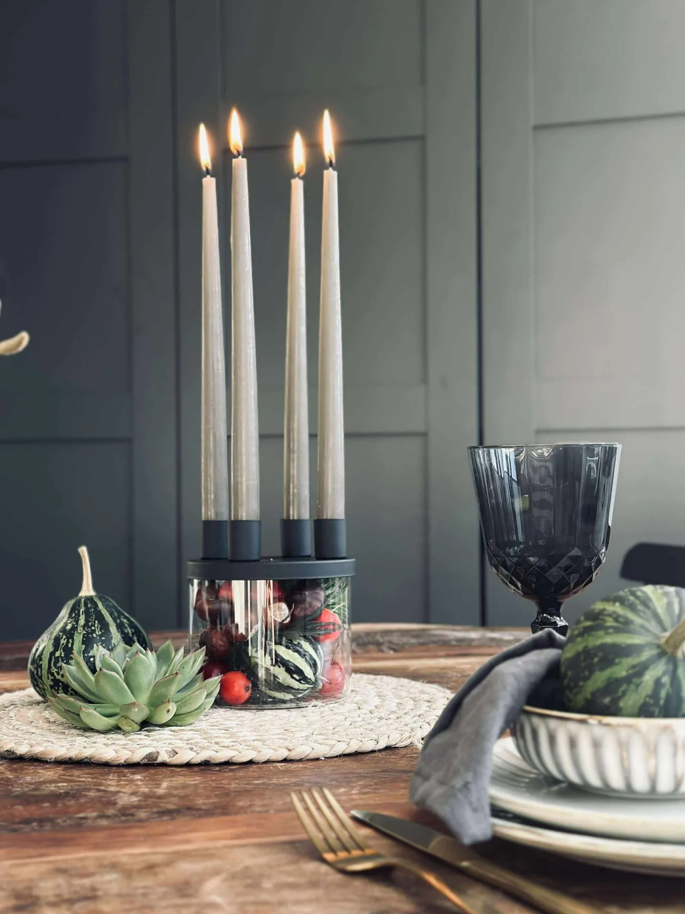 VIAMAJA Lysestager|Jul<Hurricane med glas