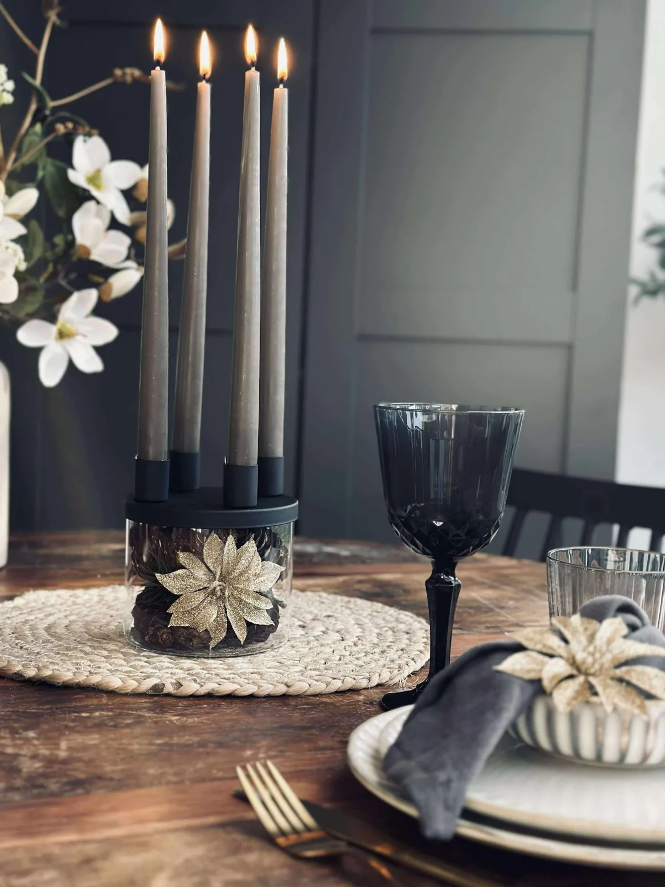 VIAMAJA Lysestager|Jul<Hurricane med glas