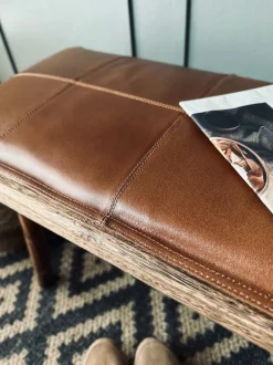 VIAMAJA Puder I Skind|Tæpper Og Puder<Hynde i læder 90 cm - Cognac bøffellæder