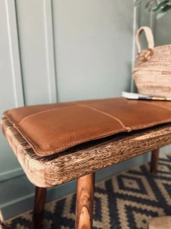 VIAMAJA Puder I Skind|Tæpper Og Puder<Hynde i læder 90 cm - Cognac bøffellæder