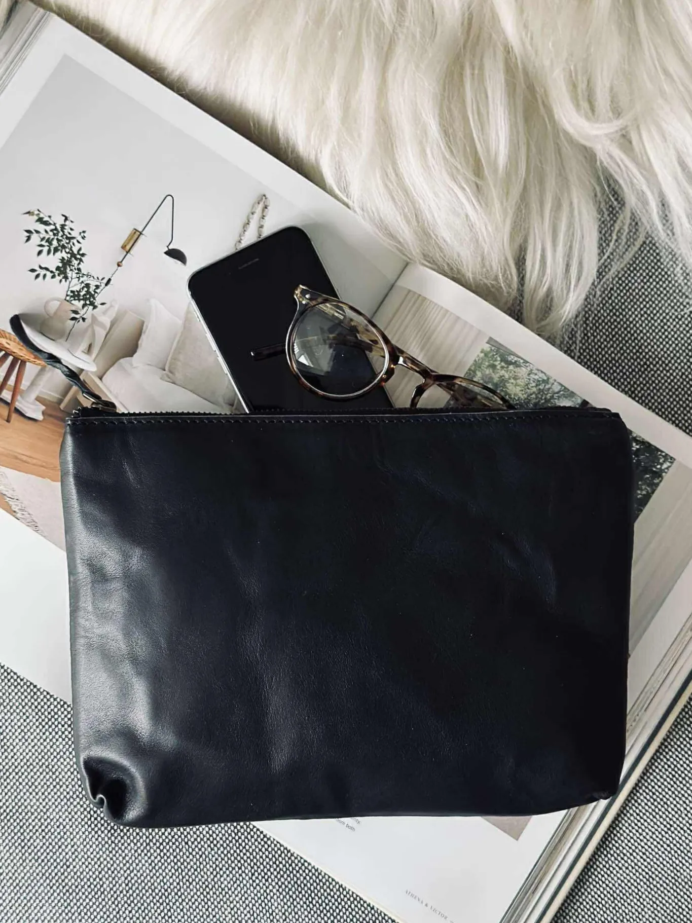 VIAMAJA Clutch|Toilettasker<Kosmetikpung / Clutch - Black leather