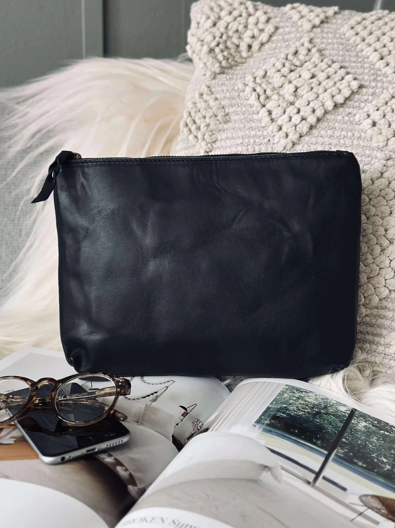 VIAMAJA Clutch|Toilettasker<Kosmetikpung / Clutch - Black leather