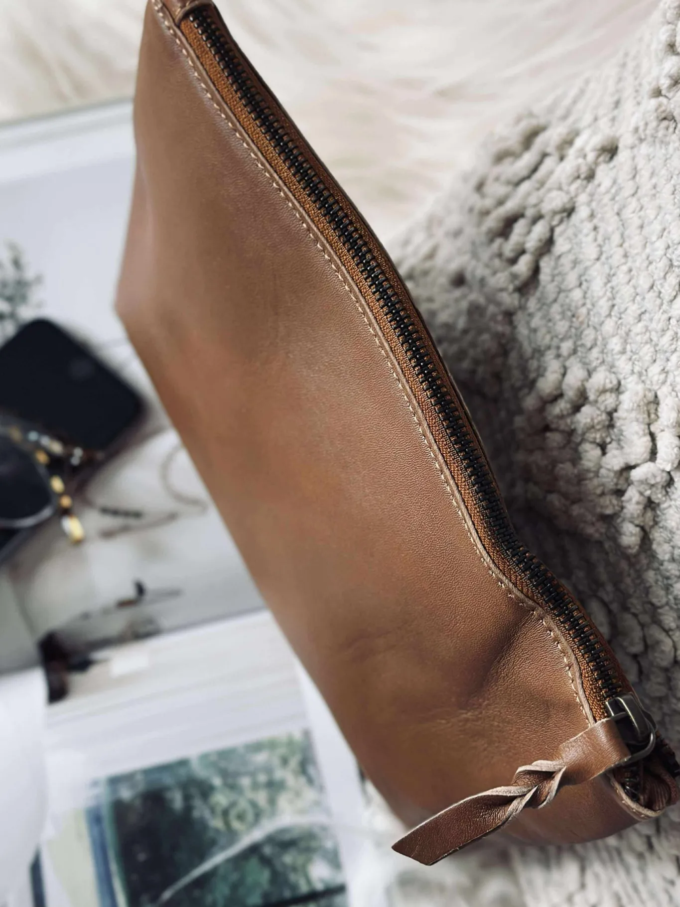 VIAMAJA Toilettasker<Kosmetikpung / Clutch - Cognac leather
