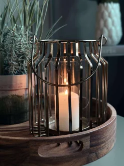 VIAMAJA Lysestager|Interiør<Lanterne med glas - Gold 21cm