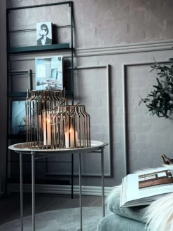 VIAMAJA Lysestager|Interiør<Lanterne med glas - Gold 21cm