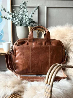 VIAMAJA Computertasker|Tasker Til Mænd<Laptop Taske MELLO - Cognac skind