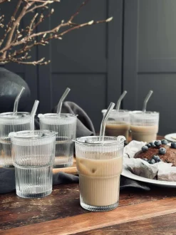 VIAMAJA Krus, Kopper Og Glas<Latteglas med låg og sugerør - 6 stk