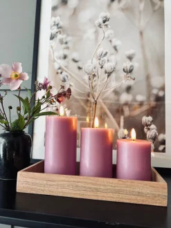 VIAMAJA Lys Og Led|Led Bloklys<LED Bloklys / VIOLET 3 stk – Inkl. fjernbetjening