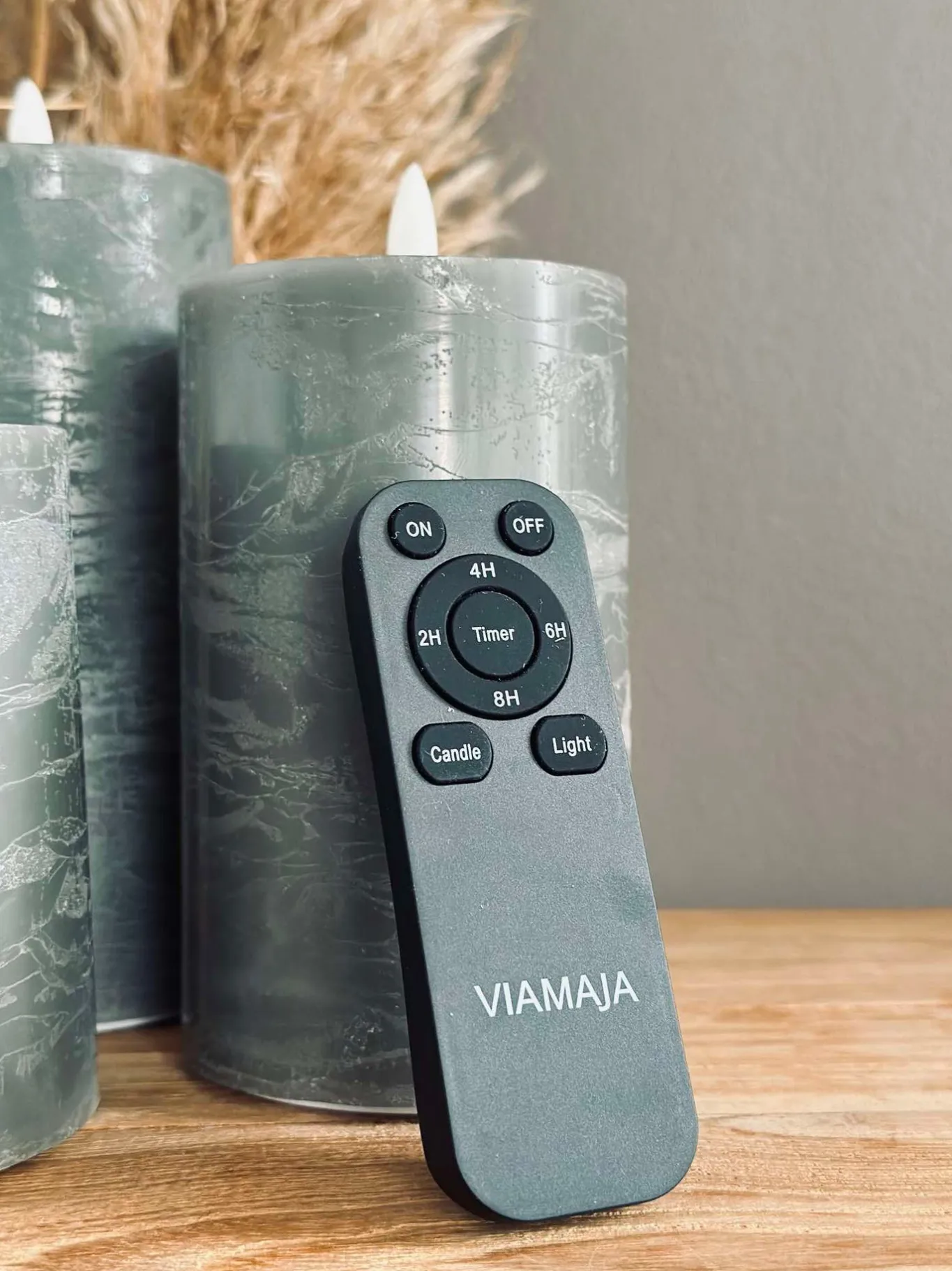 VIAMAJA Lys Og Led|Led Bloklys<LED Bloklys / Grøn/Grå – 3 stk Rustik lys