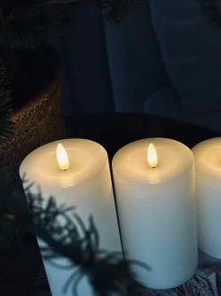 VIAMAJA Lys Og Led|Led Bloklys<LED Bloklys / Hvid rustik – 3 stk