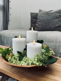 VIAMAJA Lys Og Led|Led Bloklys<LED Bloklys / Hvid rustik – 3 stk