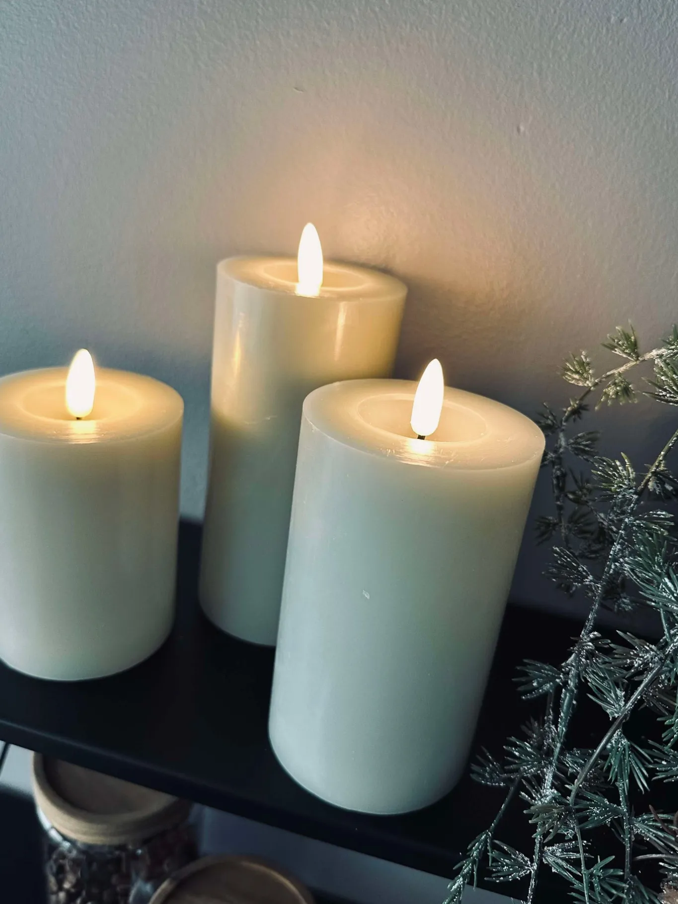 VIAMAJA Lys Og Led|Led Bloklys<LED Bloklys / Mint – 3 stk bloklys