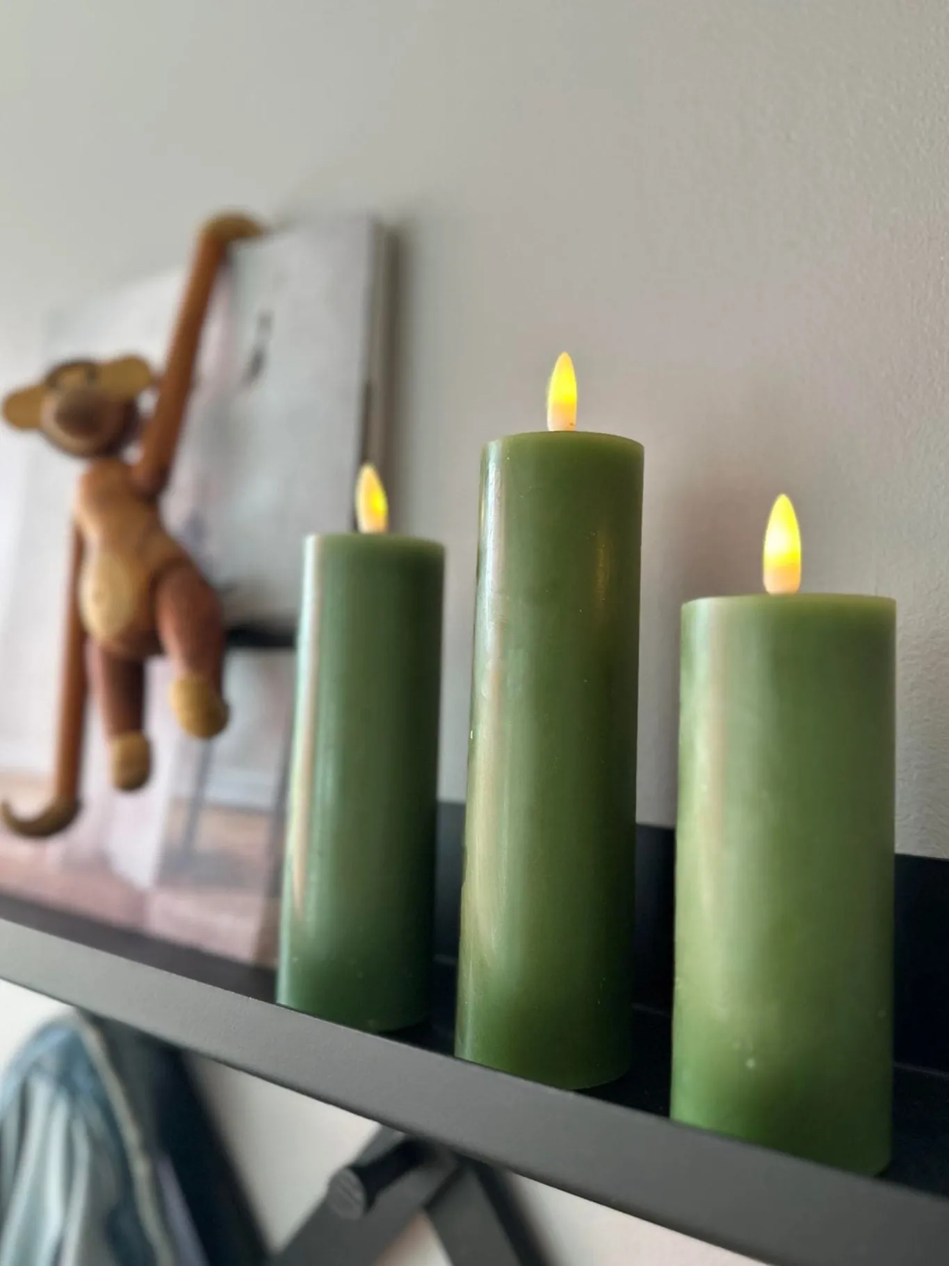 VIAMAJA Lys Og Led|Led Bloklys<LED Bloklys / Oliven 3 stk. Lys – Inkl. fjernbetjening