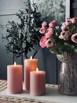 VIAMAJA Lys Og Led|Led Bloklys<LED Bloklys / Rosa – 3 stk bloklys
