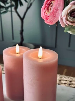 VIAMAJA Lys Og Led|Led Bloklys<LED Bloklys / Rosa – 3 stk bloklys