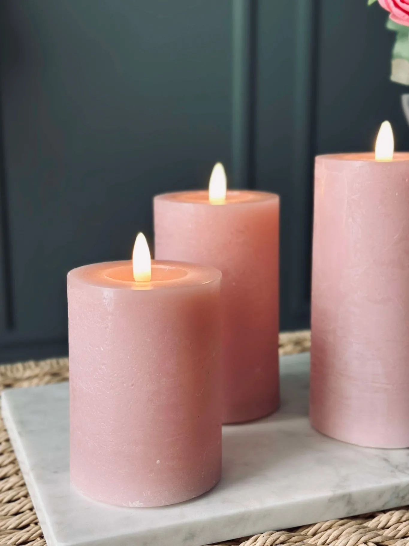 VIAMAJA Lys Og Led|Led Bloklys<LED Bloklys / Rosa – 3 stk bloklys