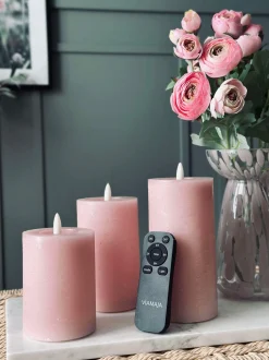 VIAMAJA Lys Og Led|Led Bloklys<LED Bloklys / Rosa – 3 stk bloklys