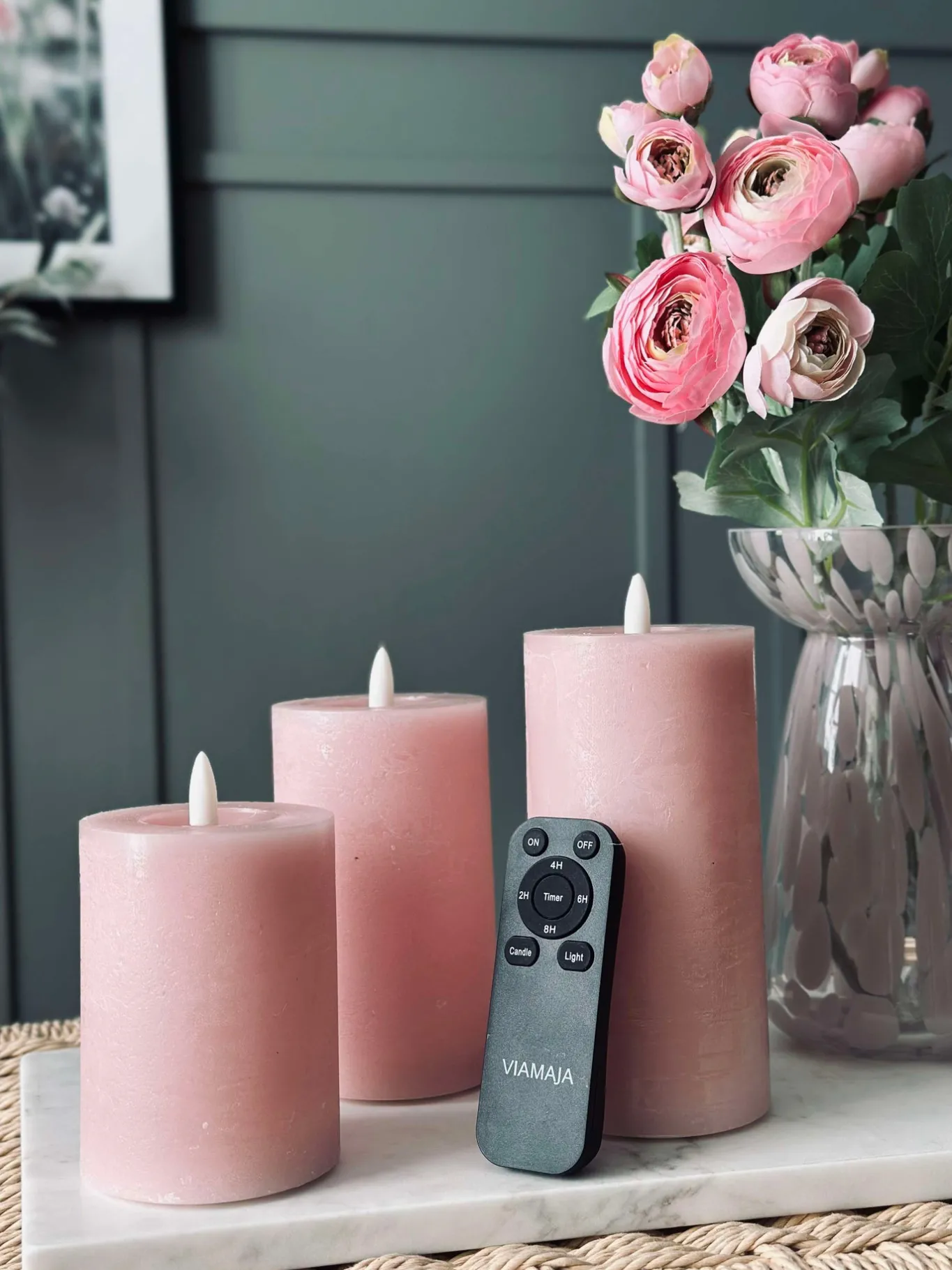 VIAMAJA Lys Og Led|Led Bloklys<LED Bloklys / Rosa – 3 stk bloklys