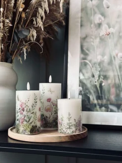 VIAMAJA Lys Og Led|Led Bloklys<LED bloklys FLORA – Sæt med 3 stk og fjernbetjening