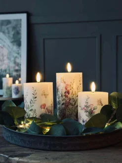 VIAMAJA Lys Og Led|Led Bloklys<LED bloklys FLORA – Sæt med 3 stk og fjernbetjening