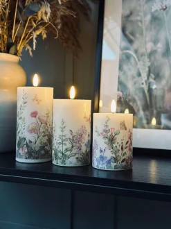 VIAMAJA Lys Og Led|Led Bloklys<LED bloklys FLORA – Sæt med 3 stk og fjernbetjening