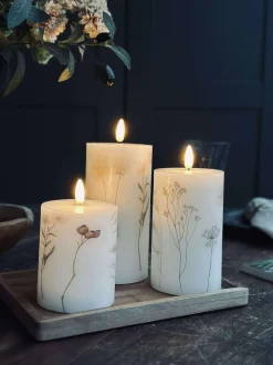 VIAMAJA Lys Og Led|Led Bloklys<LED bloklys FLOWER – Sæt m. 3 stk og fjernbetjening