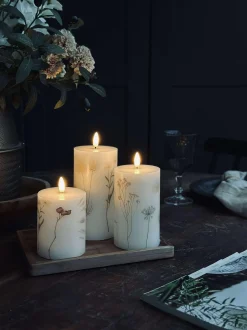 VIAMAJA Lys Og Led|Led Bloklys<LED bloklys FLOWER – Sæt m. 3 stk og fjernbetjening