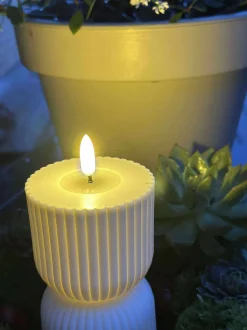 VIAMAJA Lys Og Led|Udendørs Led<LED Bloklys Hvid timeglas - Udendørs