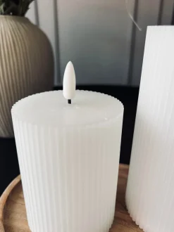 VIAMAJA Lys Og Led|Led Bloklys<LED Bloklys med riller - Sæt med 3 stk ink fjernbetjening