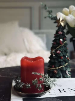VIAMAJA Lys Og Led|Led Bloklys<LED Bloklys Rød med timer - 7x9 cm