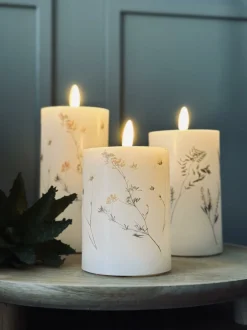 VIAMAJA Lys Og Led|Led Bloklys<LED bloklys WILD FLORA – Sæt m. 3 stk og fjernbetjening