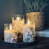 VIAMAJA Lys Og Led|Led Bloklys<LED FLORA Cylinder – Sæt med 3 stk og fjernbetjening