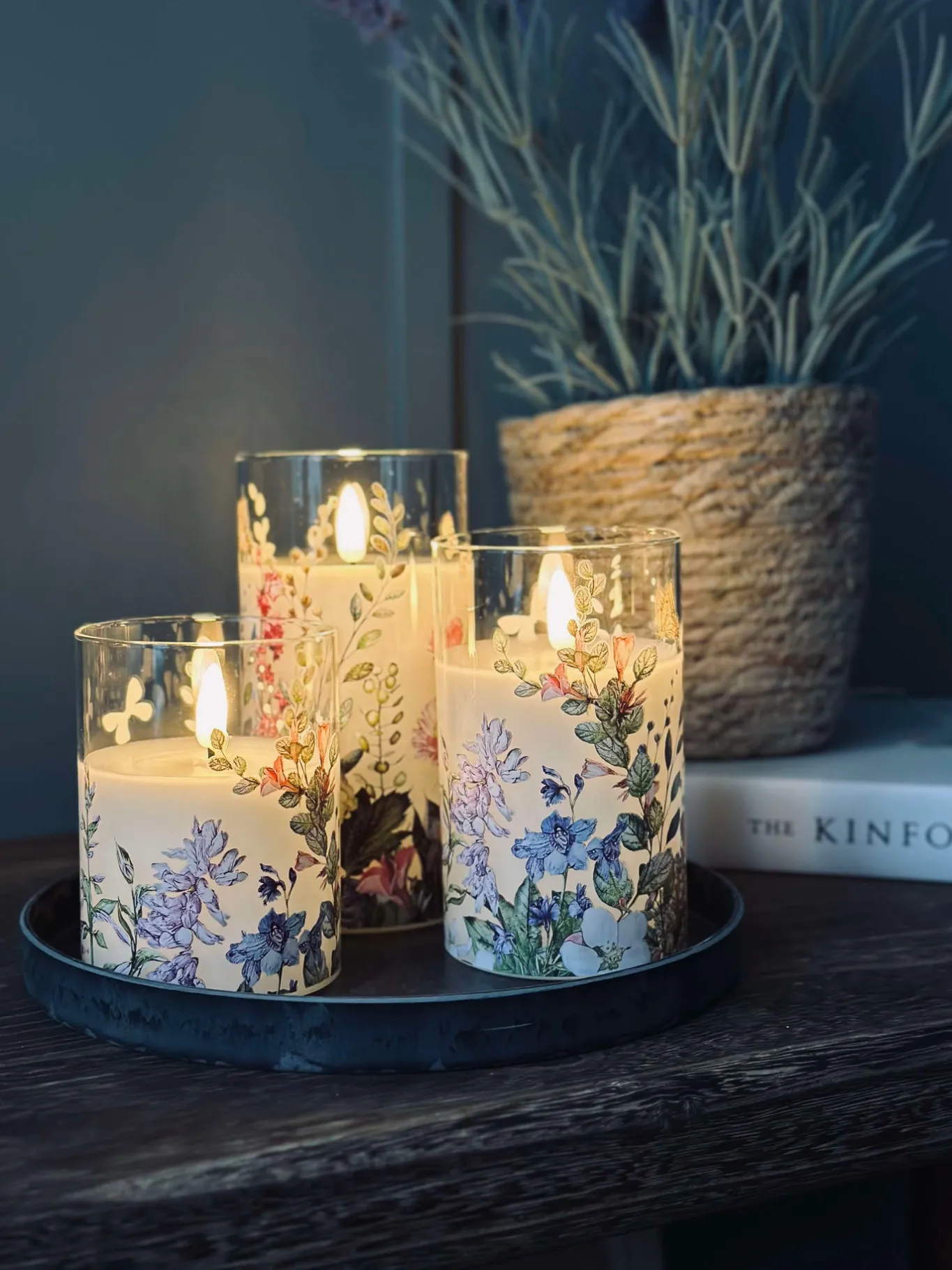 VIAMAJA Lys Og Led|Led Bloklys<LED FLORA Cylinder – Sæt med 3 stk og fjernbetjening