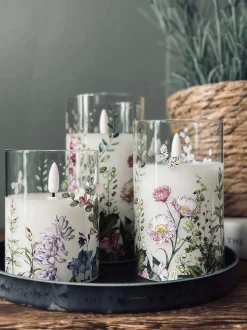 VIAMAJA Lys Og Led|Led Bloklys<LED FLORA Cylinder – Sæt med 3 stk og fjernbetjening